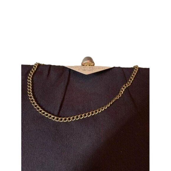 ✌️ 2/$40 ✌️ Vintage Black Clutch Purse with Short Chain Handle and Clasp Closure - Picture 3 of 5